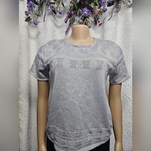 Alfred Dunner Gray Polo T-Shirt Short Sleeve Fitted